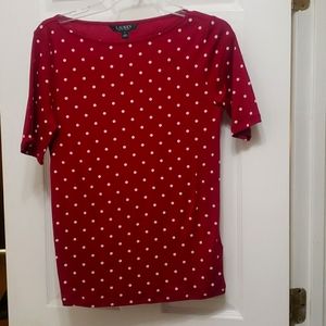 Ralph Lauren red/pink polka dos. Size medium